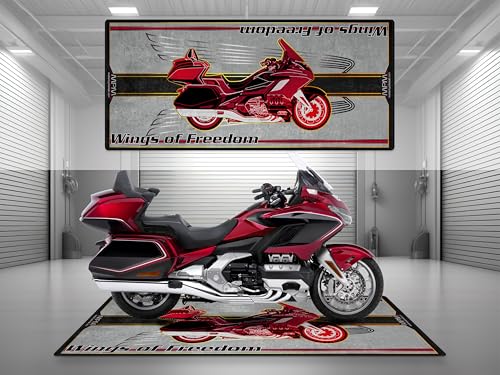 MPM Motorcycle Mat for Honda Goldwing - Washable Non - Slip Oil & Water Resistant Parking Pitmat for Garage, Showroom, Workshop Use (Red, Size 1: 86.6 x 39.4/220 x 100 cm) - color: Red, size: Size 1: 86.6 x 39.4 "/ 220 x 100 cm