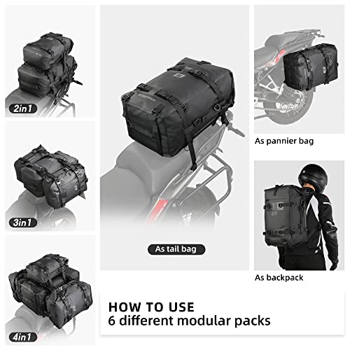 Waterproof Motorcycle Tail Bag 30L Motorbike Rear Rack Storage Bag Saddle Pannier for Touring Adventure Commuting Black - size: 30L
