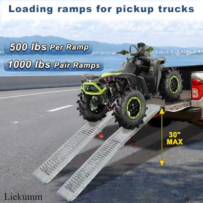 LIEKUMM 83" ATV Ramps 2-Pack, 1000 lbs Capacity Folding Loading Ramps 500 lbs Each, Heavy Duty Truck Ramps for Pickup Trucks, Trailer, Lawn Mower - size: 83"L x 9"W（2PCS)