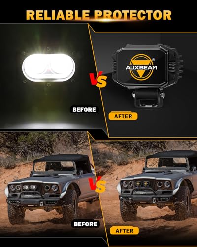 Auxebam 4 inch Black Offroad Light Covers, 2Pcs LED Cube Pod Cover Waterproof Polycarbonate Protective Lens for LED Cube Lights Driving Fog Light (Not Fit for Amber Spot Beam 'ZD000706') - color: Black Offroad Light Cover (Not Fit for ZD000706)