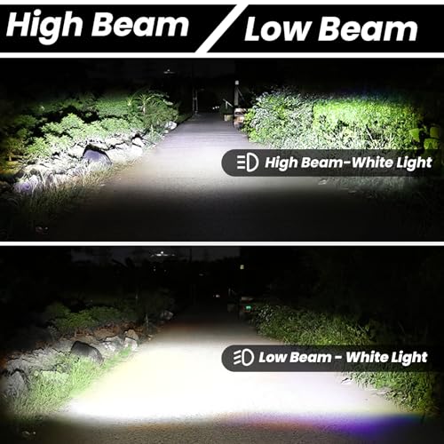 1PCS Alien-Style Motorcycle Auxiliary Lights, Motorcycle Healights Driving Light with High/Low Beam Mode, 30W DC12V-90V, ATV Led Lights, Led Spot Light for Truck ATV UTV Dirtbike Ebike - style: 1PCS High Beam-White&Low Beam-White