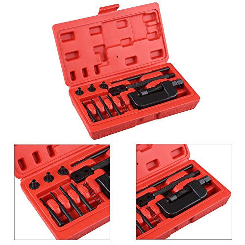 Dioche 13-Piece Motorcycle Chain Tool Set, Professional Chain Breaker Rivet Tool with Pin Guides for 420 520 530 630 Drive Chains, Motorcycle Chain Cutter Splitter Kit for Repair & Maintenance