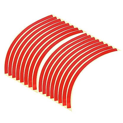 X AUTOHAUX 16pcs Fit 12" Wheel Motorcycle Car Bike Wheel Rim Sticker Strips Reflective Stripe Tape Reflector Red