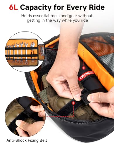 KEMIMOTO PVC Motorcycle Tail Bag with Tool Roll Bag Quick Release 6L Water-resistant Universal Dirt Bike Enduro Rear Fender Bag Storage Fit for Dual Sport Bike Adventure Off Road Motocross