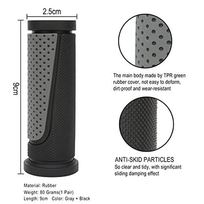 TOPCABIN Bike Handlebar Grips,Short Mini Bicycle Handlebar Grips Two-Color Rubber Bike Grips Fit Many Standard Bikes 2PCS 90MM Length - color: Black + Grey - 90mm