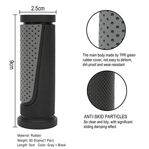TOPCABIN Bike Handlebar Grips,Short Mini Bicycle Handlebar Grips Two-Color Rubber Bike Grips Fit Many Standard Bikes 2PCS 90MM Length - color: Black + Grey - 90mm