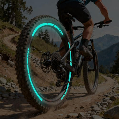12PCS Reflective Car Wheel Stickers, Night Safety Warning Bicycle Stickers, Anti-Scratch Reflective Rim Decals for Car Motorcycle Cycling Bike (Mint Green) - color: Mint Green