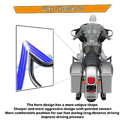 Kinglemc Crash Bar Engine Guard Highway Bar for Harley Davidson Touring Road Glide Road King Street Glide Electra Glide CVO and Trike Models 09-25 (Mustache Black) - color: Black-Mustache
