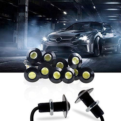 Eagle Eye LED Lights, 10-pack DIY 12V Ultra thin 23mm Eagle Eye Bulb Fog Tail DRL Daytime Running Lights White Kit for Car Motorcycle (White, Black) - color: White light -B