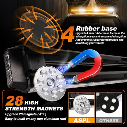 ASPL 26inch 126 LED Emergency Rooftop Strobe Lights Bar w/Controller Double Side Warning Hazard Snow Plow Flashing Light Traffic Advisor Safety Light for Work Trucks Vehicles Tow Pickup(Amber/White) - color: Amber/White