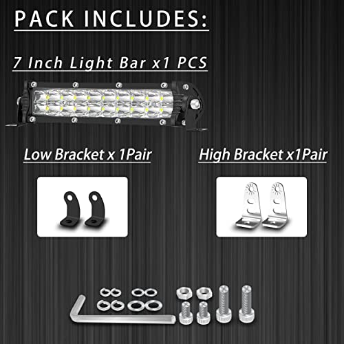 7 Inch Slim LED Light Bar for Truck Tractor, 12V-60V Small LED Work Light Pods Off Road Auxiliary Fog Lights 60W 6000lm, ATV Lawn Mower Golf Cart Pit Dirt Bike MTB eBike Night Riding Headlight - color: 7 Inch