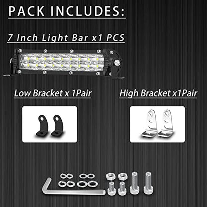 7 Inch Slim LED Light Bar for Truck Tractor, 12V-60V Small LED Work Light Pods Off Road Auxiliary Fog Lights 60W 6000lm, ATV Lawn Mower Golf Cart Pit Dirt Bike MTB eBike Night Riding Headlight - color: 7 Inch