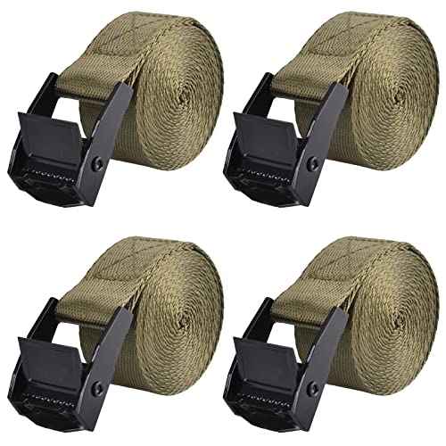 TRIWONDER Cinch Tie Down Strap Lashing Straps Heavy Duty Nylon Straps with Cam Buckles for Cargo, Trucks, Boat, Motorcycle,SUP, Kayak, Canoe, Trailer (1m, Green - 4 Pack) - color: 01# Green - 4 Packs, size: 1" x 3.3'