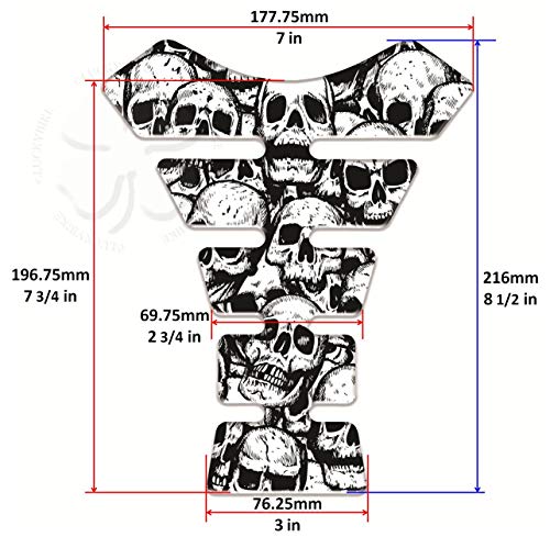 Skull Pile Segmented Gas Tank Pad Head Universal Ninja Sticker Protector Scratch - size: Skull Pile 03