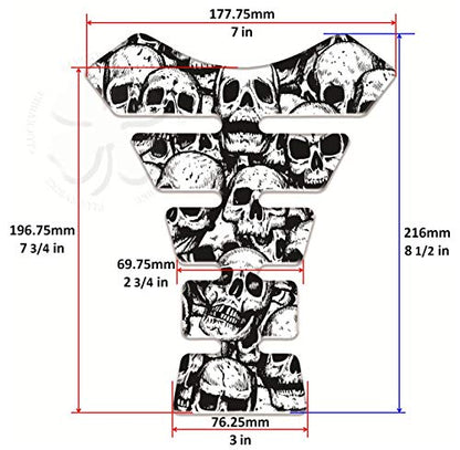 Skull Pile Segmented Gas Tank Pad Head Universal Ninja Sticker Protector Scratch - size: Skull Pile 03