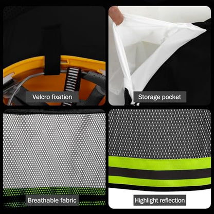 TCCFCCT Full Brim Mesh Neck Sun Shield, High Visibility Sun Visor Neck Protection and Bandana Headband Face Scarf, Hard Hat Accessories, 2 Packs, Black - color: Sun Shade 1+bandana 1 Black