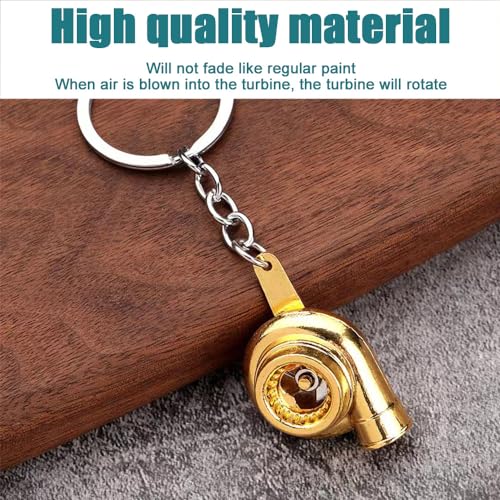 Car Parts Model Key Chains, Car Lovers Key Chain Set, Metal Car Parts Keyring, Universal Turbo Keychain for Car Lovers (K6-Gold), 3.94*0.43inches - color: K6-gold