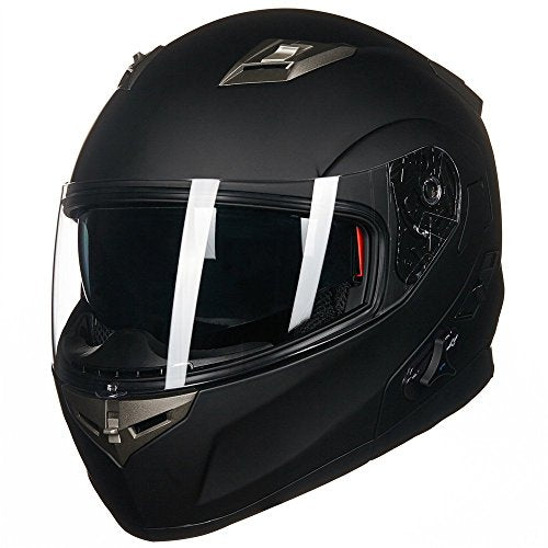 ILM Bluetooth Integrated Modular Flip up Full Face Motorcycle Helmet Sun Shield Mp3 Intercom Model 953/953 PRO - color: Matte Black