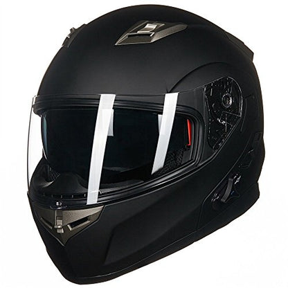 ILM Bluetooth Integrated Modular Flip up Full Face Motorcycle Helmet Sun Shield Mp3 Intercom Model 953/953 PRO - color: Matte Black