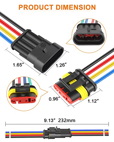 NAOEVO 4 Pin Connector Waterproof, 16 AWG 4 Wire Connectors, Automotive Electrical Male and Female Plug with Heat Shrink Tubing for Car Truck Boat Wire Connection, 6 Kits - size: 4 Pin