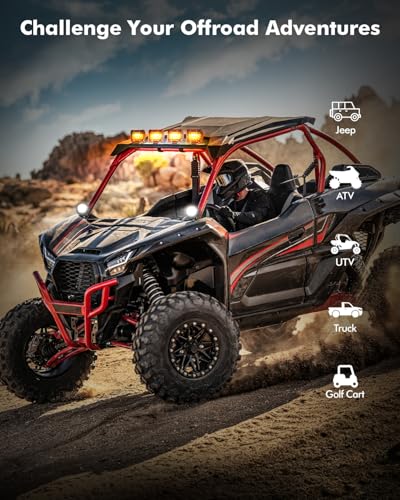 Auxbeam 6 Modes Amber White Series 4 Inch 120W Strobe LED Pod Lights Dual Color Auxiliary Offroad Light Bar Spot Flood Combo Flashing Fog Lights A-Pillar Bumper Grille Mount, Pair - color: 4"