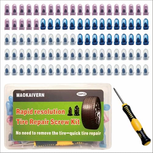 100PCS Tire Plug Kit, Screw Type Tire Plugs, User-Friendly for All Drivers, Emergency Tire Repair Screws, for Temporary Puncture Repair on Cars, Trucks, Motorcycles, SUV Tires(Transparent) - color: Transparent