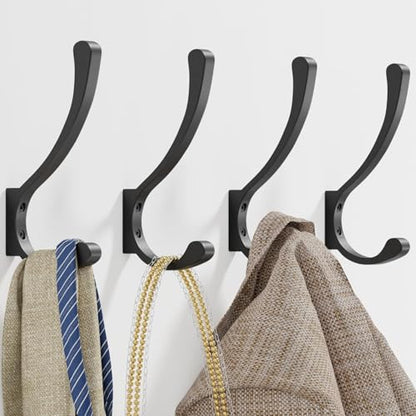 saffruff 8-Pack Wall Mount Coat Hooks, Heavy Duty Metal Hooks for Hanging Clothes, Backpack, Bag,Towel & Jacket, Strong 30 lbs Hold Closet Hanger, Black - color: Black, size: 8 Pack
