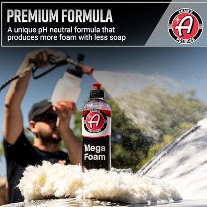 Adam’s Mega Foam (16oz) - pH Neutral Car Soap For Car Washing, Concentated For Wash Bucket, Foam Gun, Won't Strip Car Wax or Ceramic Coatings - size: 16 fl. oz
