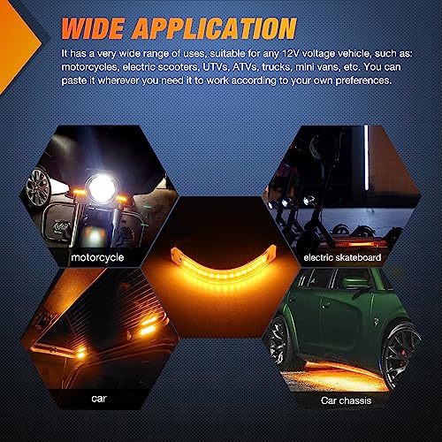 Nilight 2PCS 5 Inch LED Motorcycle Turn Signal Tail Light Strips Yellow Amber Beam Flexible Bend Adhesive Universal Fit Harley Motorcycles Dirt Bikes Snowmobile ATV - color: White,Yellow