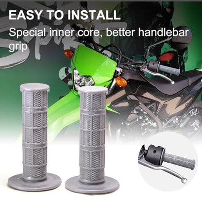 Chiallco 7/8" Motorcycle Hand Grips Dirt Bike Grips for CRF YZF WRF KXF KLX Pit-Bike, Soft Rubber Hand Handlebar Grip,Black - color: Gray