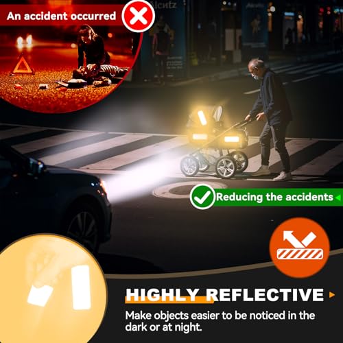 PHIXBEAR 20 Pcs Super Reflection Reflective Stickers, Safety Reflective Tape for Car Bike Mailbox Helmet, Black Conspicuity Tape Outdoor Waterproof 3.15" X 1.18" - color: Black
