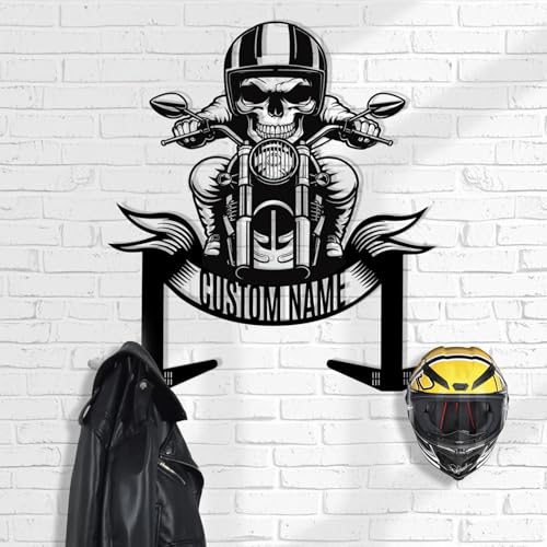 Personalized Metal Motorcycle Helmet Holder, Custom Name Helmet Holder Wall Mount, Motorcycle Accessories for Men Storage, Motorcycle Wall Art, Helmet Holder for Bike Racing Outerwear Sports Gear - color: Style 04