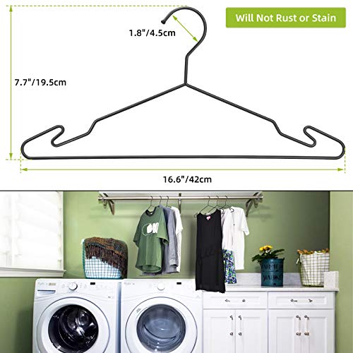 Heavy Duty Metal Hangers with Unique Hook Design Durable & Sturdy Coat Hangers 4mm Thick Withstands 25lbs Weight Smooth Powder Coated Finish Compact Shirt Hangers - 10 Pack Black - color: Matte Black - 4mm Heavy Duty Hanger
