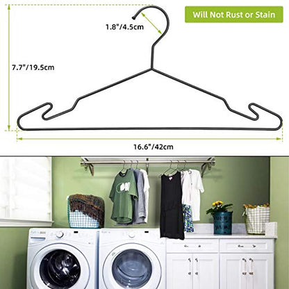 Heavy Duty Metal Hangers with Unique Hook Design Durable & Sturdy Coat Hangers 4mm Thick Withstands 25lbs Weight Smooth Powder Coated Finish Compact Shirt Hangers - 10 Pack Black - color: Matte Black - 4mm Heavy Duty Hanger