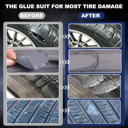 42PCS Tire Repair Rubber Nails Screws Kit with 2 Tubes Black Tire Sealant Glue & Screwdriver, 3 Sizes Universal Screw-in Tire Repair Plugs, Puncture Fix Tools for Car Motorcycle Truck ATV RV Tractor