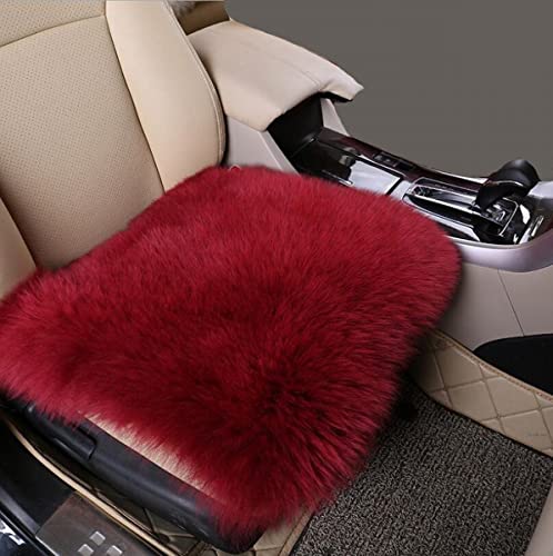 Winter Warmth: Universal Sheepskin Seat Cushion Cover - Natural Wool, for Cars, Trucks, SUVs & Vans - Cozy & Stylish Driving Companion Front Wine Red - color: Wine Red (Patchwork Style), size: Front Seat (18inch*18inch)