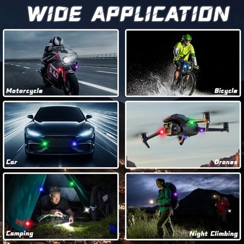 4PCS Wireless LED Strobe Lights with Remote Control, Waterproof USB Charing 8 Colors Mini LED Lights, High Brightness Anti-Collision Warning Lights for Car, Drone, Truck, Automotive & Bike, Strap - color: Hook-and-Loop Strap Version
