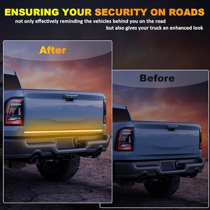 YUGUANG 48”/49” Tailgate Light Bar, Triple Row LED Tailgate Light Strip with Red Running Brake White Reverse Lights Amber Sequential Turning Signals Strobe Lights - size: 48 Inch Red White Amber