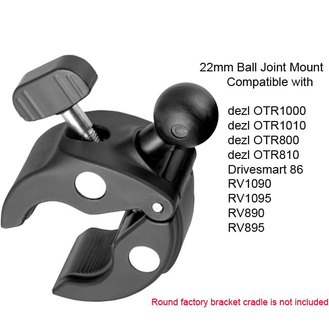 Heavy Duty 22mm Ball Bike Motorcycle Pole Bar Mount for Garmin dezl OTR1000 OTR1010 OTR800 OTR810 RV 1090 1095 890 895 DriveSmart 86 8"-10" Truck GPS Navigator