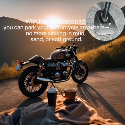 304 Stainless Steel Motorcycle Kickstand Pad, Universal Support Pad Fit for Harley-Davidson, Indian, Honda, Yamaha, Kawasaki, Suzuki, Triumph, BMW, KTM, Ducati