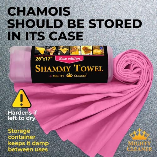 Premium 2pk +1 Free Shammy Cloth for Car Drying - 26"x17" - Super Absorbent Chamois Towel - Scratch-Free, Reusable & Soft Wash Cloth - Car Drying Towels - color: Pink, Blue, Yellow