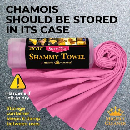 Premium 2pk +1 Free Shammy Cloth for Car Drying - 26"x17" - Super Absorbent Chamois Towel - Scratch-Free, Reusable & Soft Wash Cloth - Car Drying Towels - color: Pink, Blue, Yellow