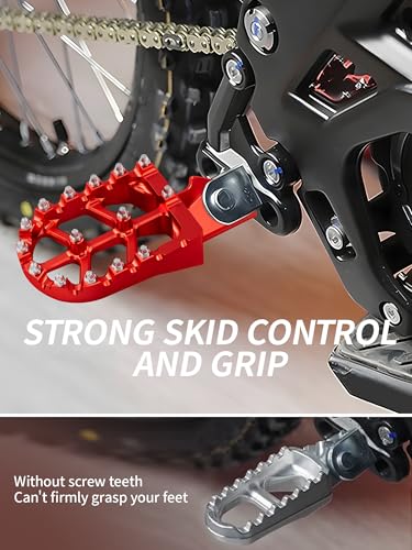 JFG RACING Dirt Bike Foot Pegs,MX Foot Pedals Rests CNC for CRF150F CRF230F 2003-2019/Sur Ron/Surron/X160/X260/KDX200 1983-1994 - Red - color: red