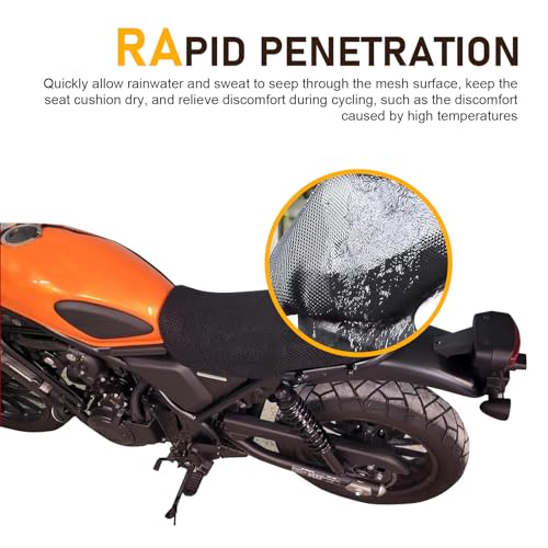 Motorcycle Seat Cover, 3D Spacer Mesh Fabric Protector Cushion, Anti-Slip Flexible Seat Protector, Universal for Scooter Moped Electric Vehicles (Black #M) - size: M