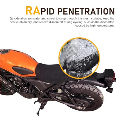 Motorcycle Seat Cover, 3D Spacer Mesh Fabric Protector Cushion, Anti-Slip Flexible Seat Protector, Universal for Scooter Moped Electric Vehicles (Black #M) - size: M