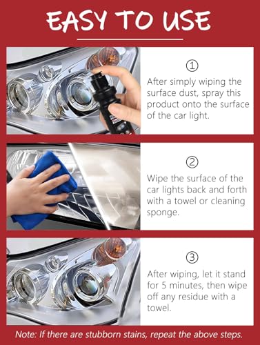 JUEJUEZI Premium Headlight Restoration Kit 100ml - 3-Step Cleaning Polish & Protective Coating for Foggy Yellowed Headlights, Long-Lasting UV Protection, DIY Car Lens Maintenance