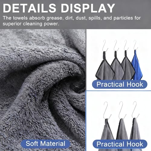 Ultrasoft, Large, Thick and Quick Drying Car Microfiber Cleaning Towel 800GSM Polishing Waxing Auto Detailing Towel Cloth (6pack) (Grey-Blue) - color: Grey-blue,6pack