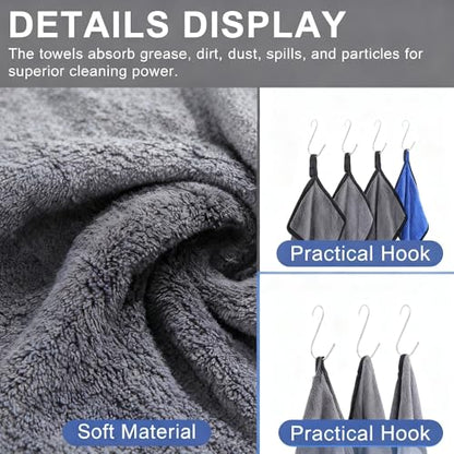 Ultrasoft, Large, Thick and Quick Drying Car Microfiber Cleaning Towel 800GSM Polishing Waxing Auto Detailing Towel Cloth (6pack) (Grey-Blue) - color: Grey-blue,6pack