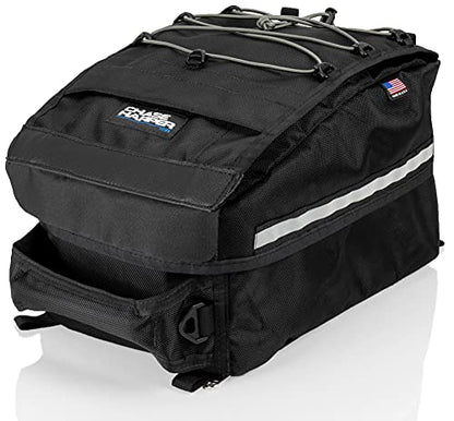 Chase Harper USA Motorcycle Tail Trunk Helmet Bag - Converts to Backpack for Easy Carry - Water-Resistant, Tear-Resistant, Industrial Grade Ballistic Nylon with Adjustable Bungee Mounting System - size: Bungee Mount