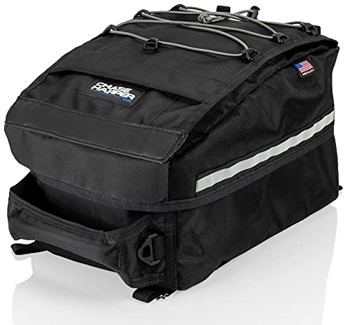Chase Harper USA Motorcycle Tail Trunk Helmet Bag - Converts to Backpack for Easy Carry - Water-Resistant, Tear-Resistant, Industrial Grade Ballistic Nylon with Adjustable Bungee Mounting System - size: Bungee Mount